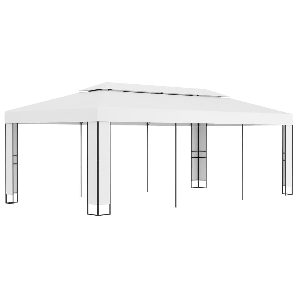 10' x 20' White Gazebo with Double Roof, Outdoor Garden Shelter for Events and Gatherings