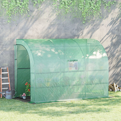 10' x 5' Polyethylene Walk-In Greenhouse, Galvanized Steel Frame, Zippered Door & Roll-Up Window