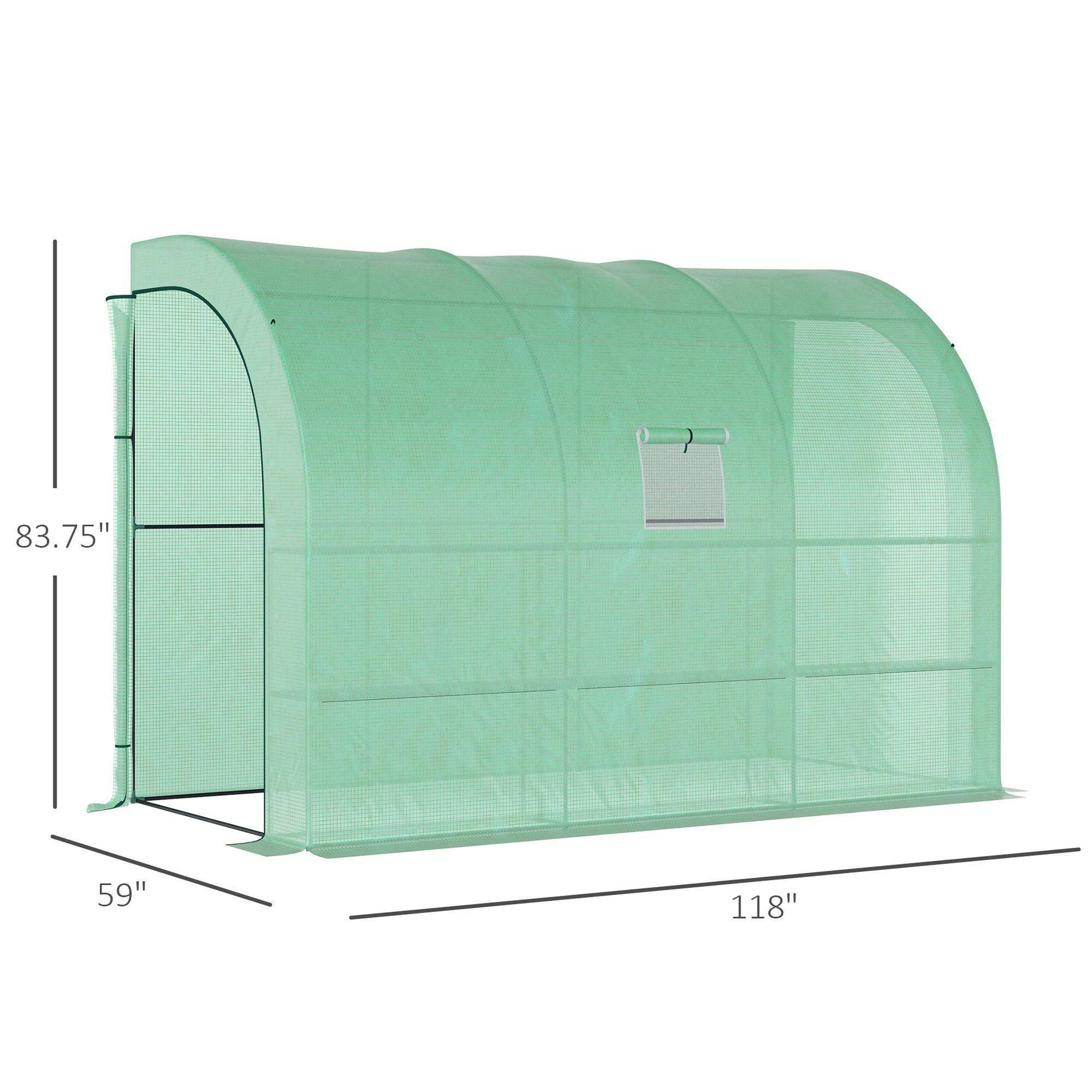 10' x 5' Polyethylene Walk-In Greenhouse, Galvanized Steel Frame, Zippered Door & Roll-Up Window