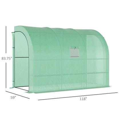 10' x 5' Polyethylene Walk-In Greenhouse, Galvanized Steel Frame, Zippered Door & Roll-Up Window