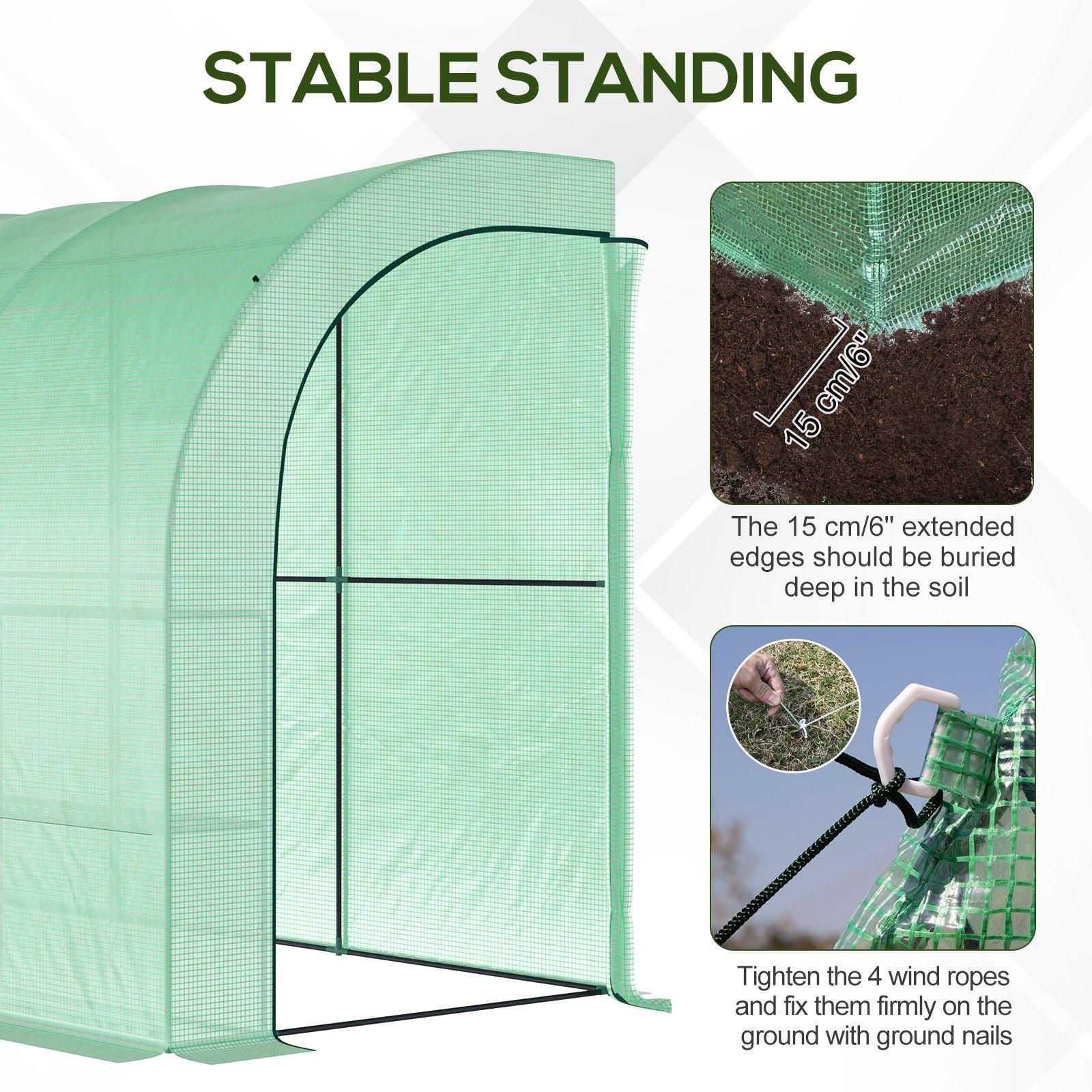 10' x 5' Polyethylene Walk-In Greenhouse, Galvanized Steel Frame, Zippered Door & Roll-Up Window