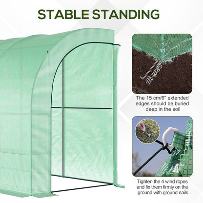 10' x 5' Polyethylene Walk-In Greenhouse, Galvanized Steel Frame, Zippered Door & Roll-Up Window