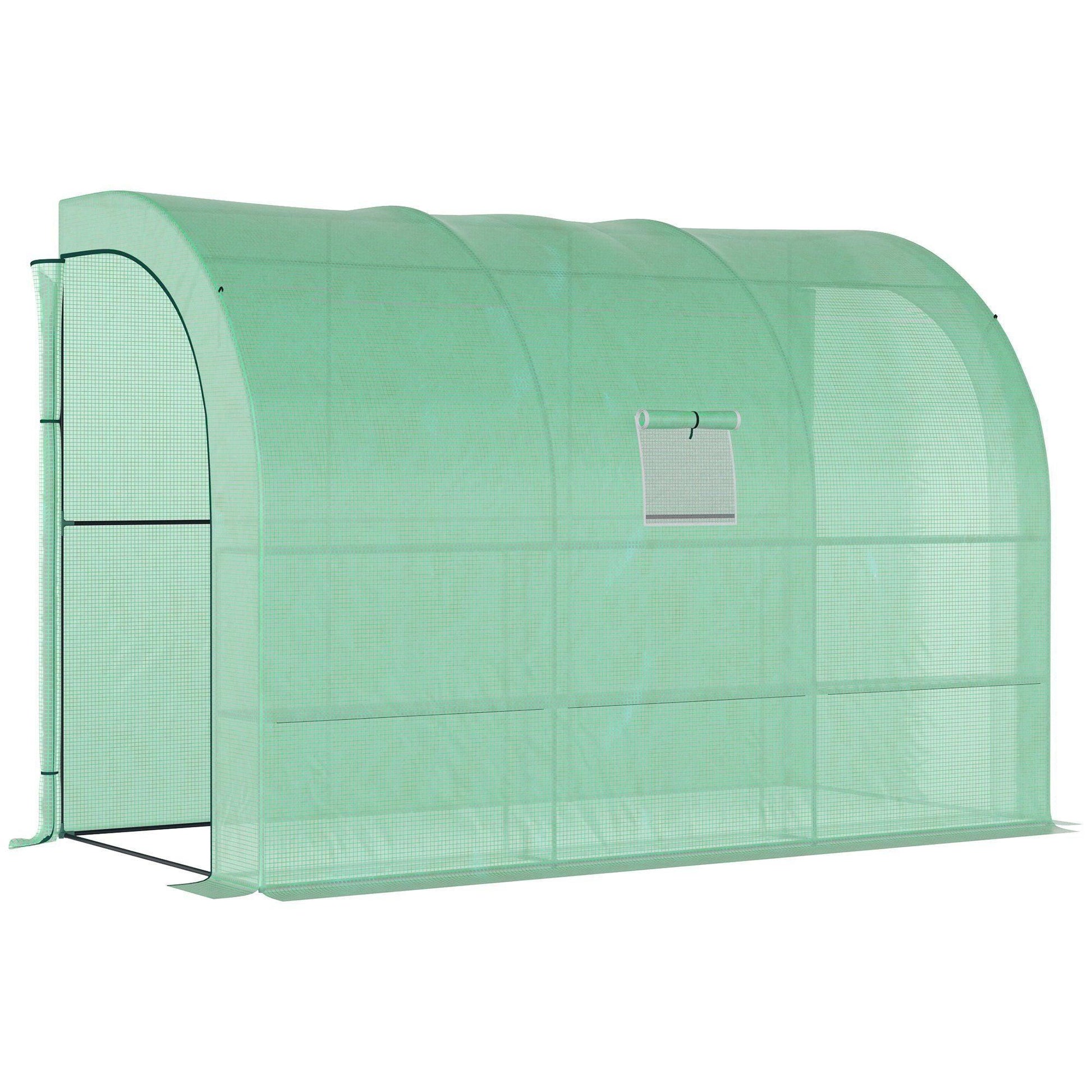 10' x 5' Polyethylene Walk-In Greenhouse, Galvanized Steel Frame, Zippered Door & Roll-Up Window
