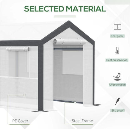 10' x 6.5' Portable Garden Greenhouse, PE Cover, Powder-Coated Steel Frame, Zippered Door