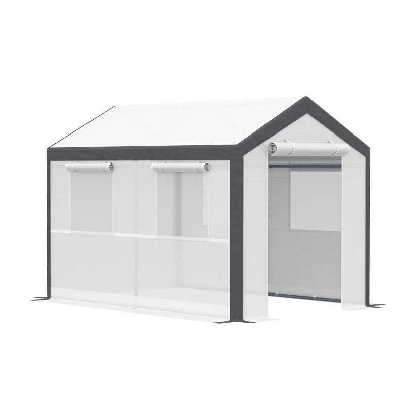 10' x 6.5' Portable Garden Greenhouse, PE Cover, Powder-Coated Steel Frame, Zippered Door