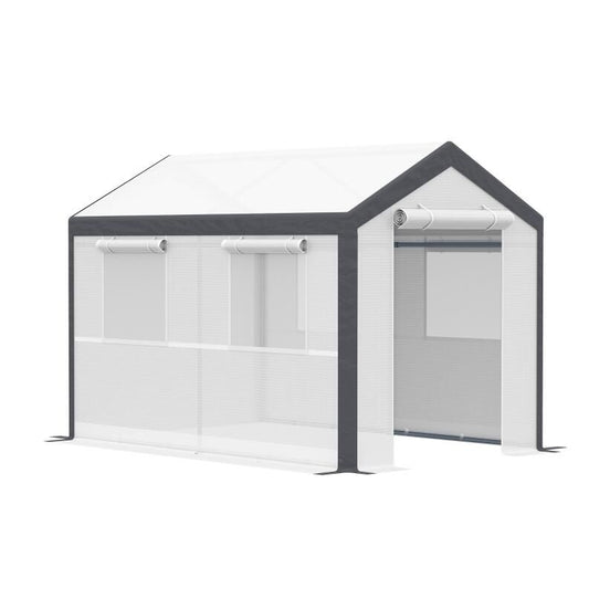 10' x 6.5' Portable Garden Greenhouse, PE Cover, Powder-Coated Steel Frame, Zippered Door