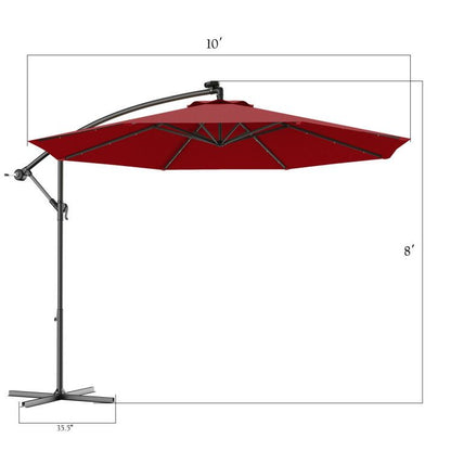 10' Solar LED Lighted Patio Umbrella, Crank & Tilt