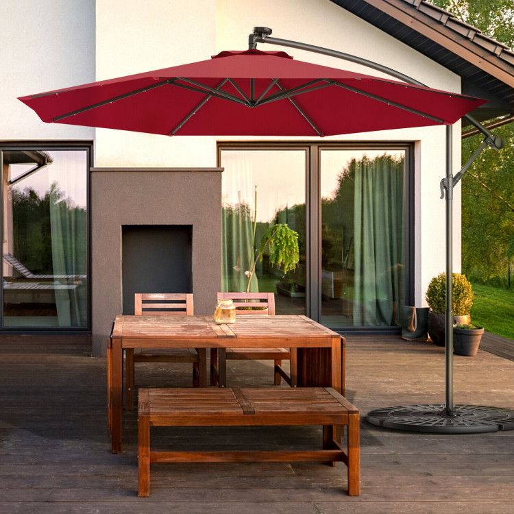 10' Solar LED Lighted Patio Umbrella, Crank & Tilt