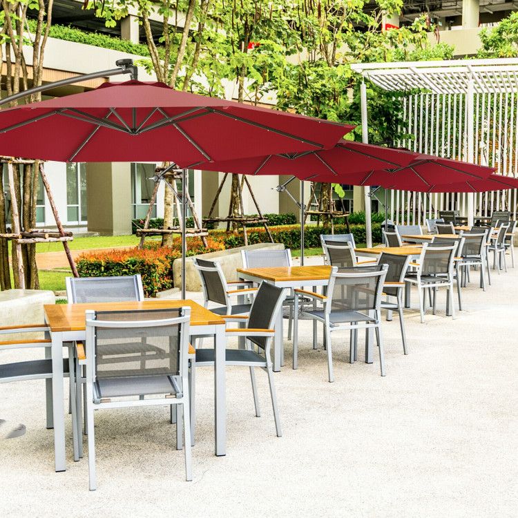 10' Solar LED Lighted Patio Umbrella, Crank & Tilt