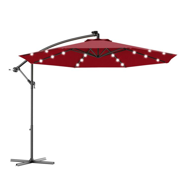 10' Solar LED Lighted Patio Umbrella, Crank & Tilt