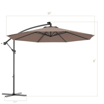 10' Solar LED Lighted Patio Umbrella, Crank & Tilt