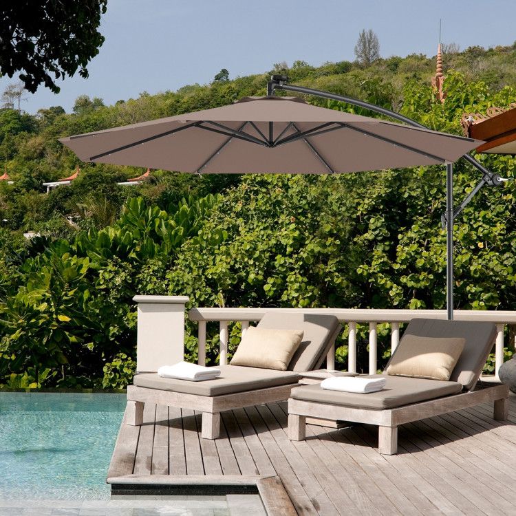 10' Solar LED Lighted Patio Umbrella, Crank & Tilt