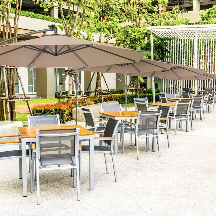 10' Solar LED Lighted Patio Umbrella, Crank & Tilt