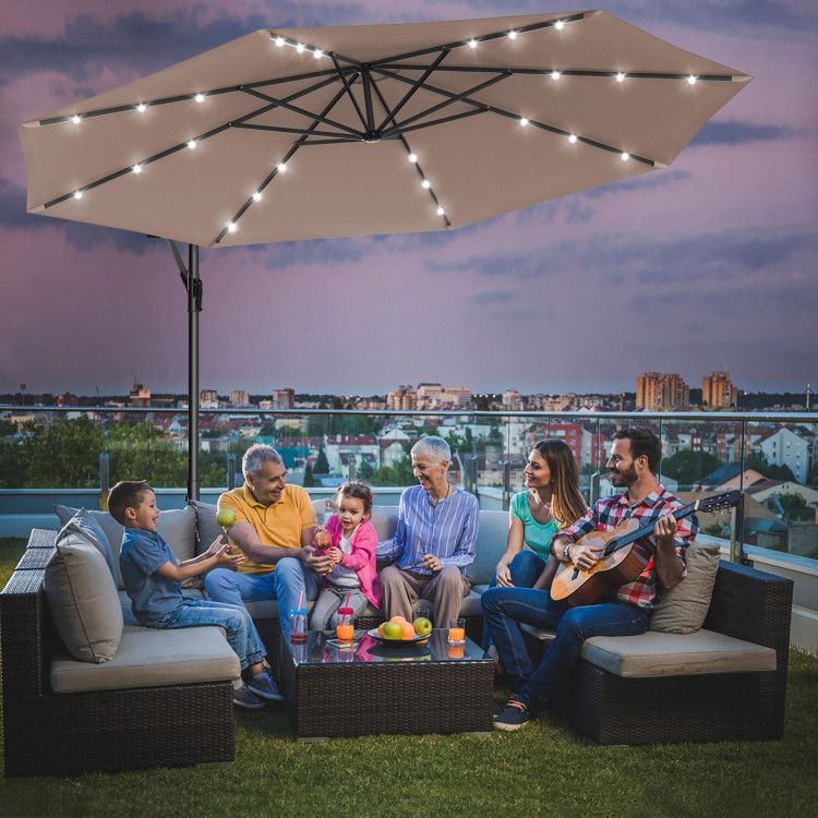 10' Solar LED Lighted Patio Umbrella, Crank & Tilt
