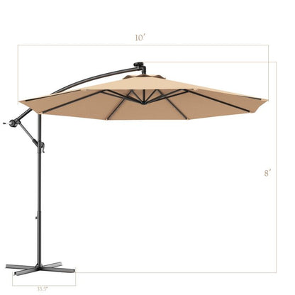 10' Solar LED Lighted Patio Umbrella, Crank & Tilt