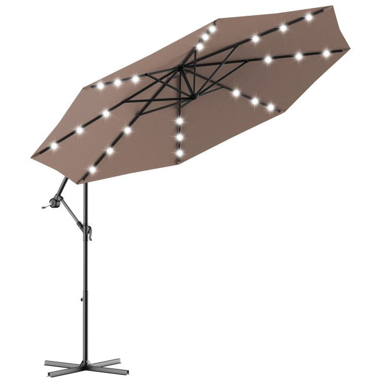 10' Solar LED Lighted Patio Umbrella, Crank & Tilt