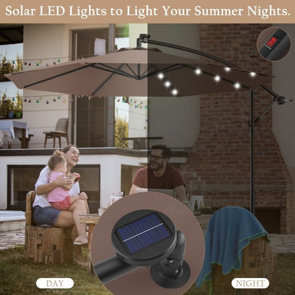 10' Solar LED Lighted Patio Umbrella, Crank & Tilt
