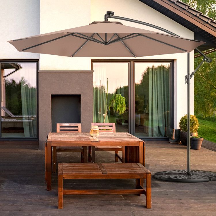 10' Solar LED Lighted Patio Umbrella, Crank & Tilt