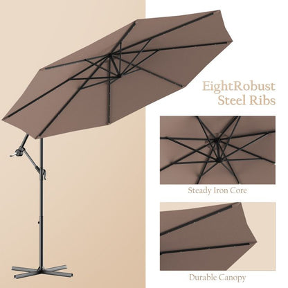 10' Solar LED Lighted Patio Umbrella, Crank & Tilt