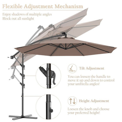 10' Solar LED Lighted Patio Umbrella, Crank & Tilt