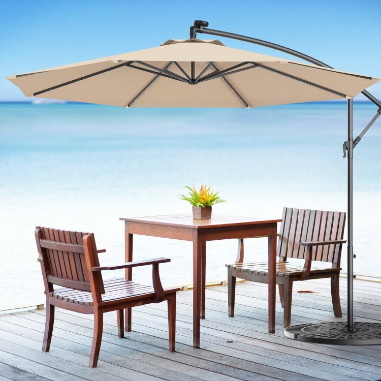 10' Solar LED Lighted Patio Umbrella, Crank & Tilt