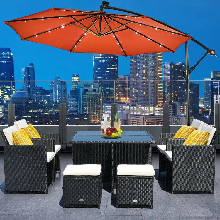 10' Solar LED Lighted Patio Umbrella, Crank & Tilt