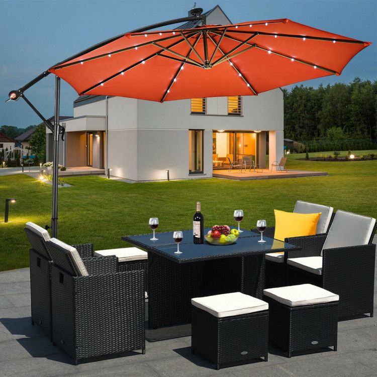 10' Solar LED Lighted Patio Umbrella, Crank & Tilt