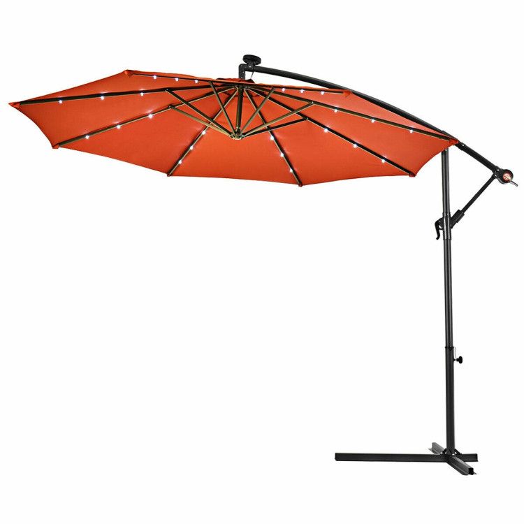 10' Solar LED Lighted Patio Umbrella, Crank & Tilt
