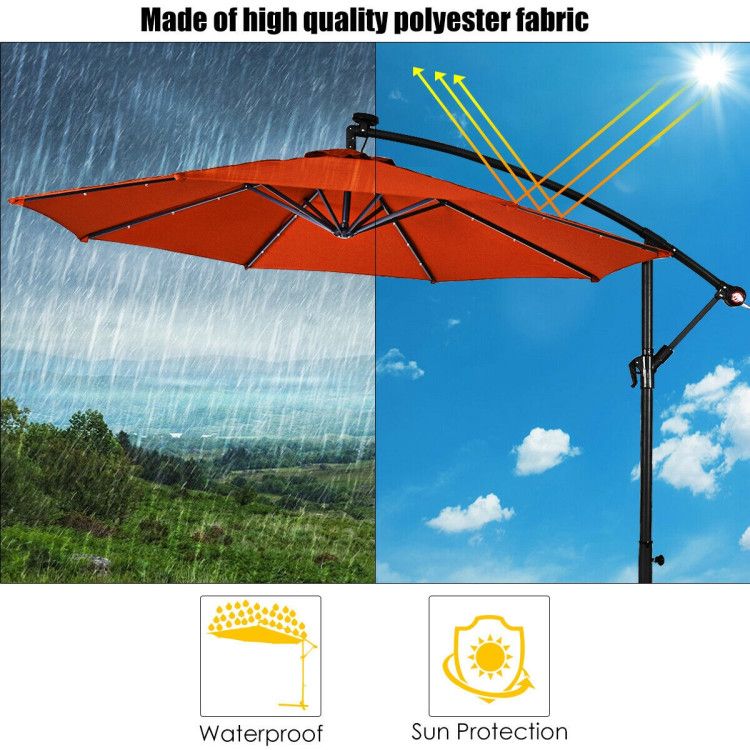 10' Solar LED Lighted Patio Umbrella, Crank & Tilt
