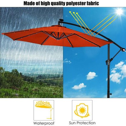10' Solar LED Lighted Patio Umbrella, Crank & Tilt