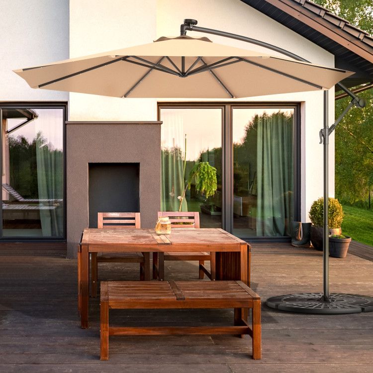 10' Solar LED Lighted Patio Umbrella, Crank & Tilt