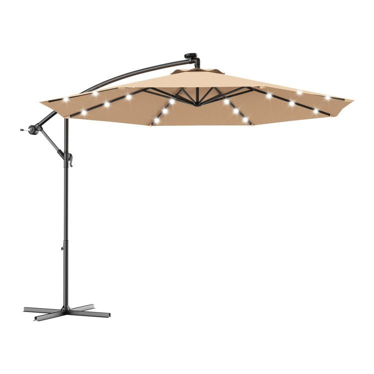 10' Solar LED Lighted Patio Umbrella, Crank & Tilt