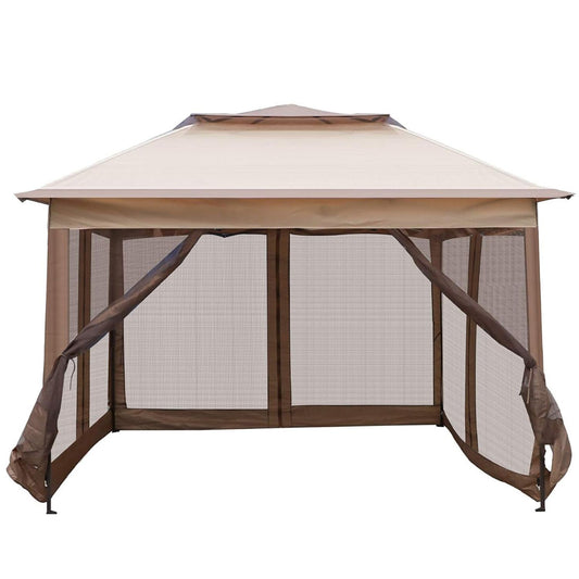 10.5' x 10.5' Pop-Up Canopy Gazebo Tent with Mesh Sidewalls, Height Adjustable Outdoor Party Tent
