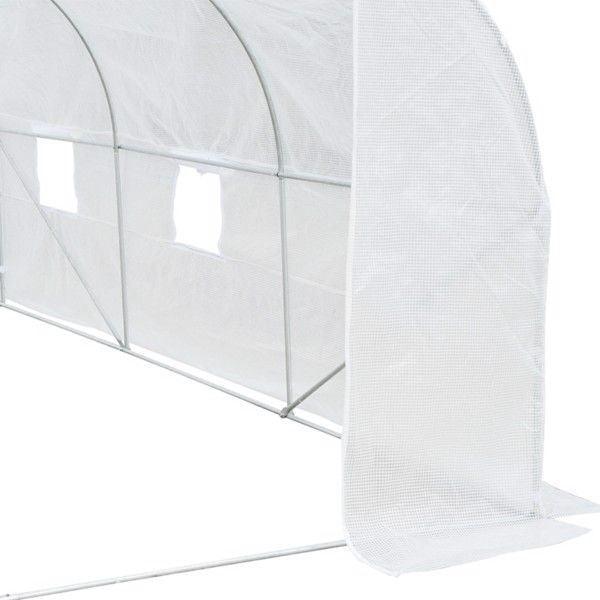 11.5' x 10' Reinforced Steel Greenhouse, PE Cover, 6 Windows, Zippered Roll-Up Door