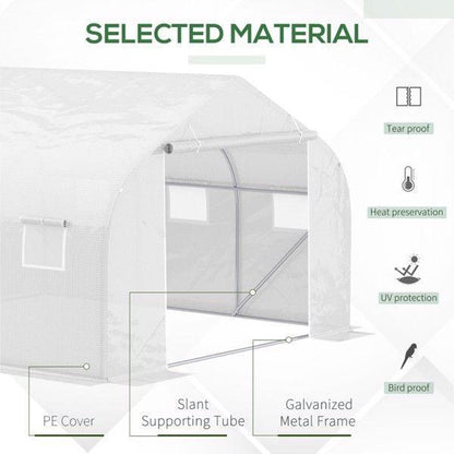 11.5' x 10' Reinforced Steel Greenhouse, PE Cover, 6 Windows, Zippered Roll-Up Door