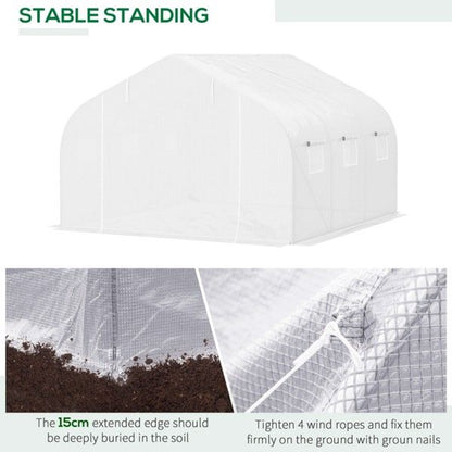 11.5' x 10' Reinforced Steel Greenhouse, PE Cover, 6 Windows, Zippered Roll-Up Door