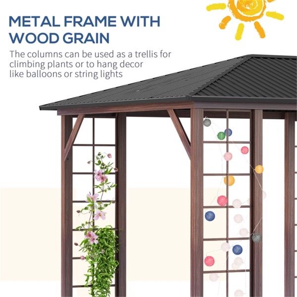 11.94’x 9.81‘ Metal Hardtop Gazebo with Galvanized Steel Frame, Snow Load Capacity 200lbs