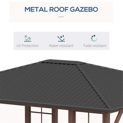 11.94’x 9.81‘ Metal Hardtop Gazebo with Galvanized Steel Frame, Snow Load Capacity 200lbs