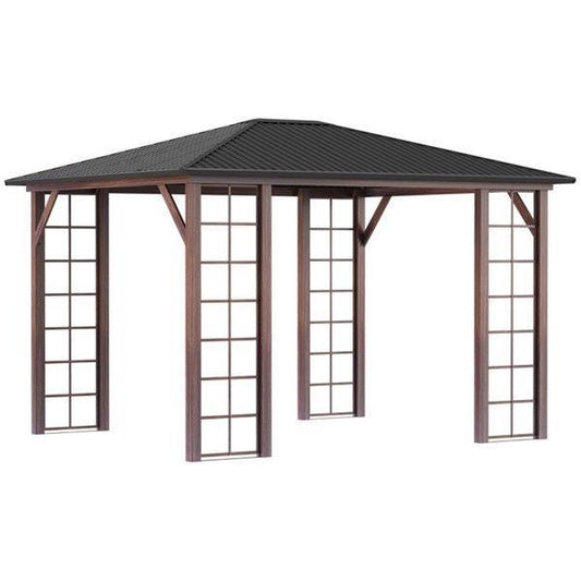 11.94’x 9.81‘ Metal Hardtop Gazebo with Galvanized Steel Frame, Snow Load Capacity 200lbs