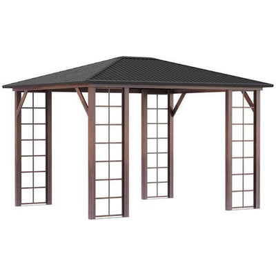 11.94’x 9.81‘ Metal Hardtop Gazebo with Galvanized Steel Frame, Snow Load Capacity 200lbs