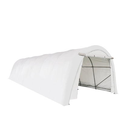 12’ x 30’ Car Shelter w/Rounded Roof & Heavy-Duty 11 OZ PE Fabric Cover, Galvanized Steel Frame, Fabric front roll-up door, TMG-ST1230R-1