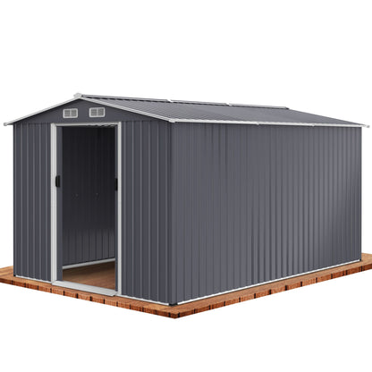 12' x 8' Outdoor Metal Garden Shed with Sliding Doors & Air Vent