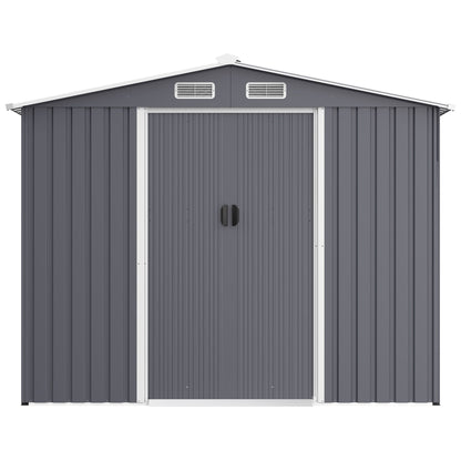 12' x 8' Outdoor Metal Garden Shed with Sliding Doors & Air Vent