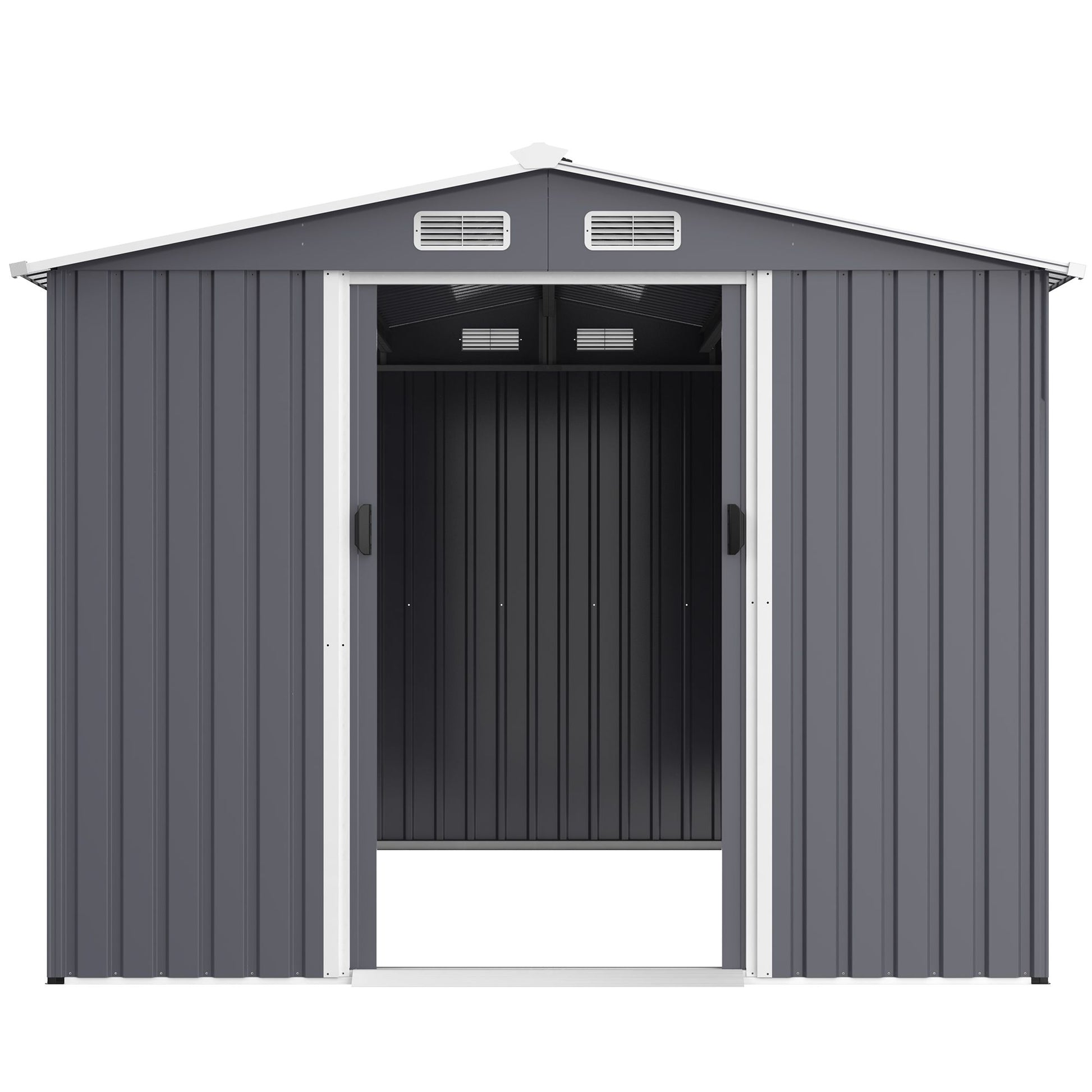 12' x 8' Outdoor Metal Garden Shed with Sliding Doors & Air Vent