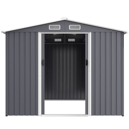12' x 8' Outdoor Metal Garden Shed with Sliding Doors & Air Vent