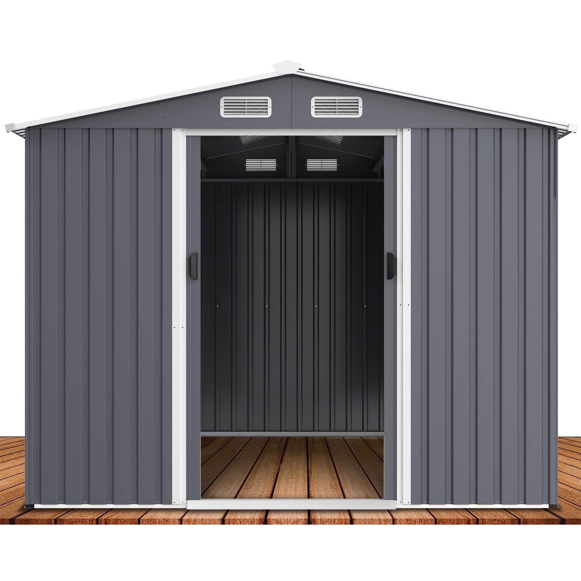 12' x 8' Outdoor Metal Garden Shed with Sliding Doors & Air Vent
