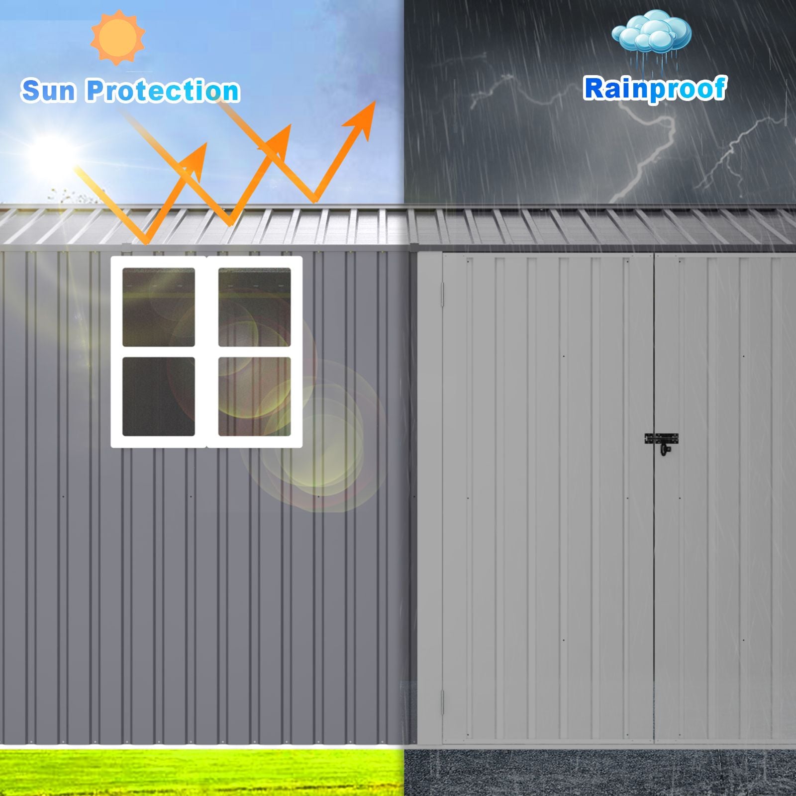 12' x 8' Outdoor Metal Storage Shed, UV-Resistant & Weatherproof Design