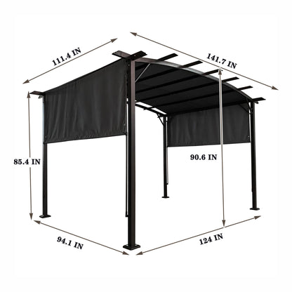 12' x 9' Outdoor Retractable Pergola – Steel Frame Grape Gazebo with Shade Canopy, Sun Shelter for Gardens & Backyard