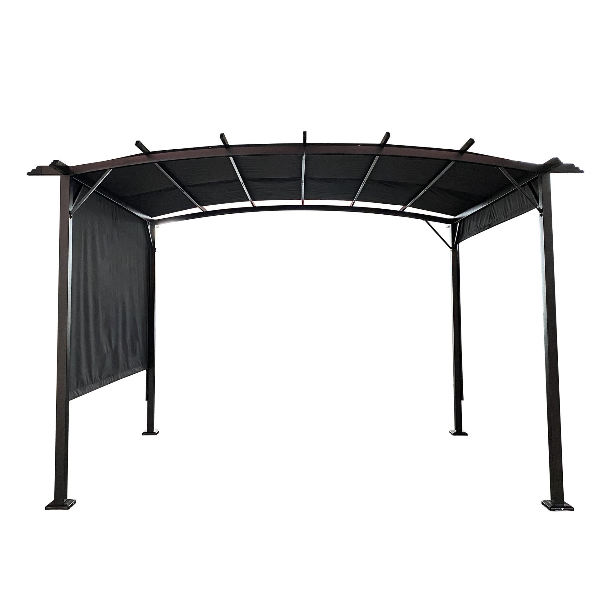 12' x 9' Outdoor Retractable Pergola – Steel Frame Grape Gazebo with Shade Canopy, Sun Shelter for Gardens & Backyard
