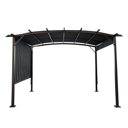 12' x 9' Outdoor Retractable Pergola – Steel Frame Grape Gazebo with Shade Canopy, Sun Shelter for Gardens & Backyard